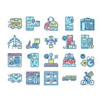 Delivery Service Application Icons hand drawn vector