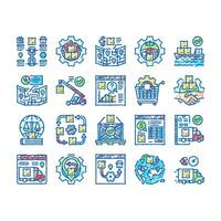 logistics manager warehouse icons hand drawn vector