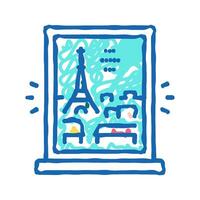 view from window on paris icon doodle illustration vector