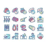 Meat Factory Product set Icons hand drawn vector