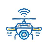 drone with wifi and camera icon doodle illustration vector