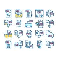 Pdf Electronic File set Icons hand drawn vector