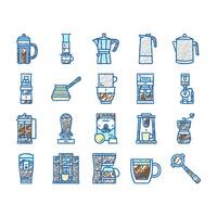 Coffee Make Machine And Accessory Icons hand drawn vector