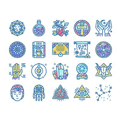 Astrological Objects set Icons hand drawn