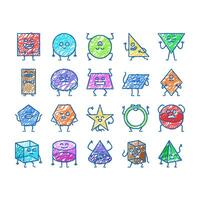 geometric shape character icons hand drawn vector