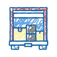 boxes upload in truck icon doodle illustration vector