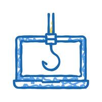 hook on computer display icon doodle illustration vector