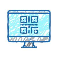 qr code on computer screen color icon isolated illustration vector