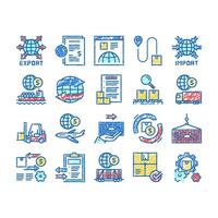 Export Import Logistic set Icons hand drawn vector
