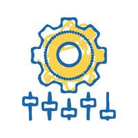 setting gear icon doodle illustration vector