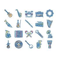 Music Instruments Performance Icons hand drawn vector