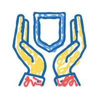 hand hold shield color icon isolated illustration vector