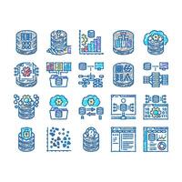 database administrator server icons hand drawn vector