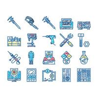 engineering tool work wrench icons hand drawn vector