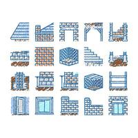 building house structure icons hand drawn vector