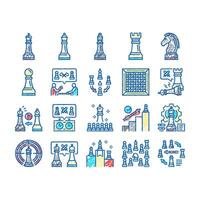 Chess Smart Strategy Game Figure Icons hand drawn vector