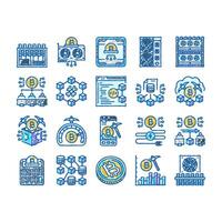 cryptocurrency mining blockchain icons hand drawn vector