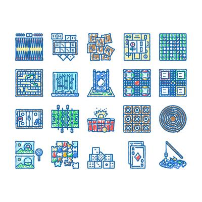 game table play board icons hand drawn