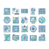Map Location System set Icons hand drawn vector