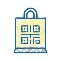 qr code on shop bag color icon isolated illustration vector