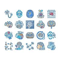 neuroscience brain neurology icons hand drawn vector