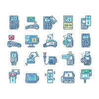 Pos Terminal Device set Icons hand drawn vector