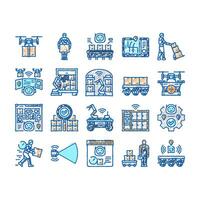 delivery autonomous robot icons hand drawn vector