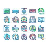 registration login website form icons hand drawn vector