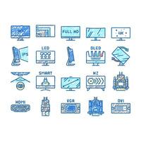 Computer Pc Monitor set Icons hand drawn vector