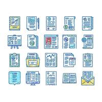 Reports Documentation set Icons hand drawn vector