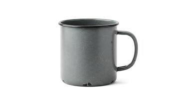 A gray mug with a handle on a white background photo