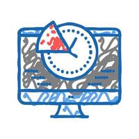 time for working on computer icon doodle illustration vector