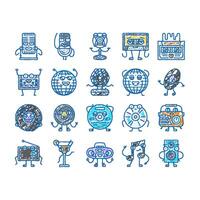 retro music character icons hand drawn vector
