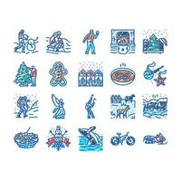 winter spend time icons hand drawn vector