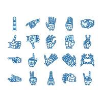 robot hand gesture ai digital icons hand drawn vector