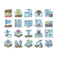 Soil Testing Nature set Icons hand drawn vector