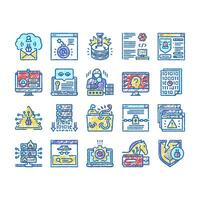 Cyber Security System Technology Icons hand drawn vector