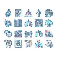 Asbestos Material And Problem Icons hand drawn vector