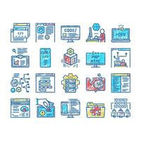 Dev Code Occupation set Icons hand drawn vector