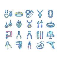 Handmade Jewellery set Icons hand drawn vector