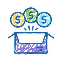 coins cardboard box color icon isolated illustration vector