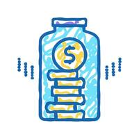 coins in glass bottle color icon isolated illustration vector