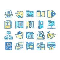 folder paper business file empty icons hand drawn vector