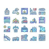 Factory Garbage Waste set Icons hand drawn vector