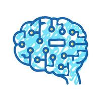 artificial intelligence brain icon doodle illustration vector