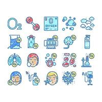 Oxygen O2 Chemical set Icons hand drawn vector