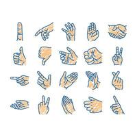 Hand Gesture And Gesticulate Icons hand drawn vector