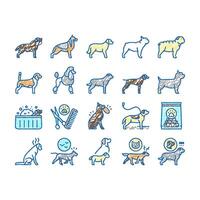 Dog Domestic Animal set Icons hand drawn vector