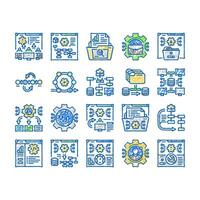 system analyst data icons hand drawn vector