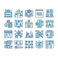 Debug Research And Fix set Icons hand drawn vector
